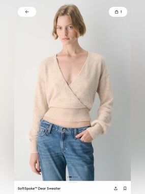 Wilfred Aritzia Softspoke DearWrap Sweater in Oatmeal